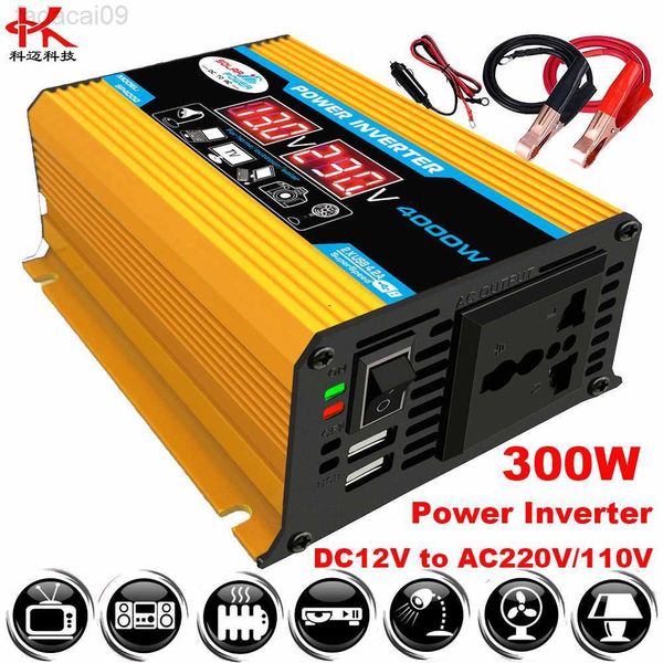 Jump Starter KMIND Car Power Inverter Converter DC 12v à AC 110v 220v 300W Peak 4000W Transformateur Charge Rapide USB pour Batterie Solaire Maison HKD230710