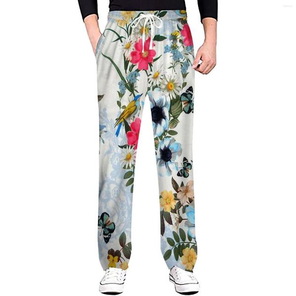 Pantaloni da uomo che indossano quotidianamente una tasca profonda da uomo per quattro stagioni Cintura con coulisse stampata digitale Casual Sport Uomo lungo