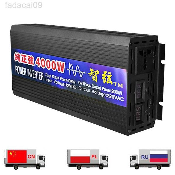 Jump Starter Nuovo inverter a onda sinusoidale pura 2000W 3000W 4000W Inverter per auto solari con display a LED Convertitore di tensione CC 12V 24V a CA 220V HKD230710