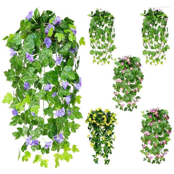 Flores decorativas 1pc Flor Artificial Videira Multifuncional Seda Verde Folhas Penduradas Decoração Deliciosa Estética Ivy Vinhas Para Festas