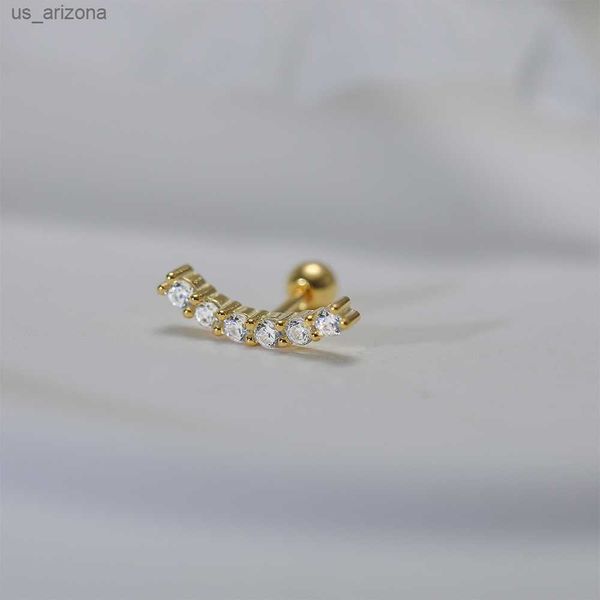 AIDE 1PCS Small Black Stud Earrings For Women 925 Sterling Silver Single Row Diamond Thread Pierced Earrings Wedding Jewelry L230620