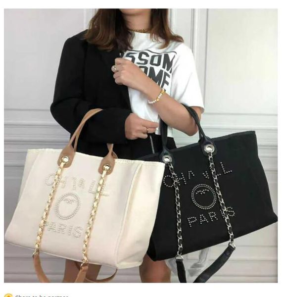 Bolsas femininas luxuosas para noite Bolsa de lona de marca Moda Pérola Bolsa de mão de praia Mochila grande Mochila pequena Pacotes portáteis Bolsas de compras