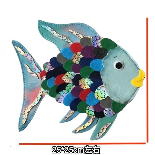 Bambole di peluche Simpatiche marionette di peluche a mano di pesce arcobaleno Materiale didattico Fine regalo per bambini 25 cm 230707