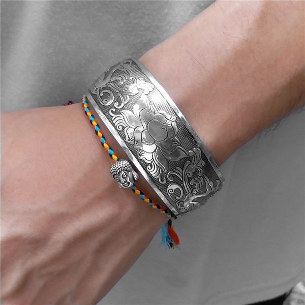 Cadeia Lótus Budista Tibetano Trançado Algodão Nós da Sorte Pulseira Corda Bangles para Mulheres Homens Mantra Amuleto Feito à Mão Pulseiras Fio 230710