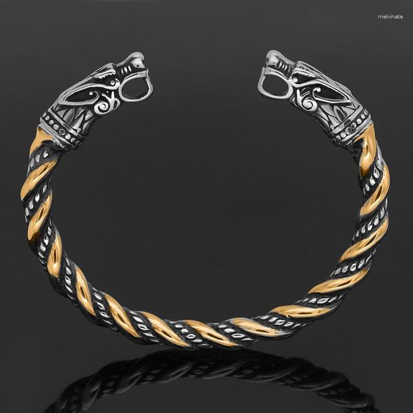 Braccialetto vintage a doppia testa con apertura a forma di drago, personalità solida, bracciale chiglia da uomo