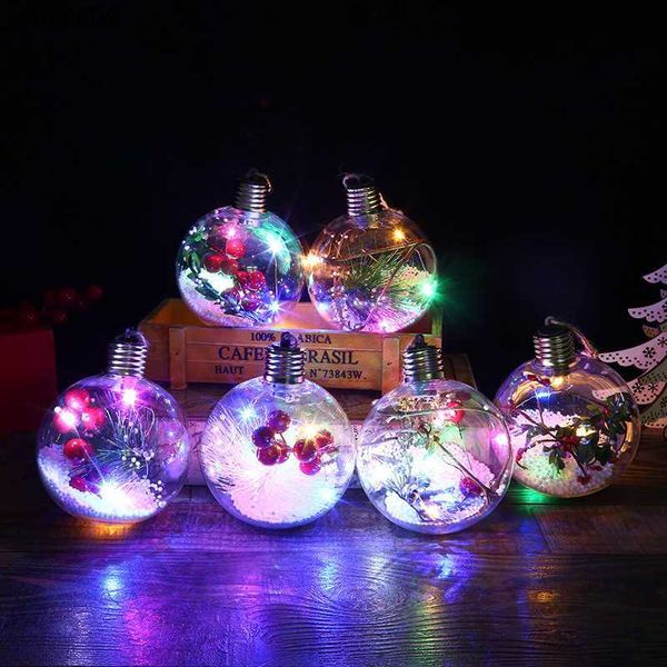 Ornamenti natalizi Palline di plastica Lampadine a LED Luci Pandent Decorazioni per l'albero di Natale per la casa 2022 Regali di Capodanno Navidad Decor L230626