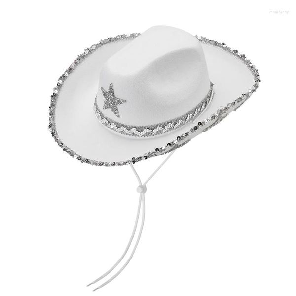 Berets Damen Cowgirl-Hut im Retro-Western-Stil mit Paillettensternen – perfekt für Partys, Kostüme, Halloween, Karneval und Sommer