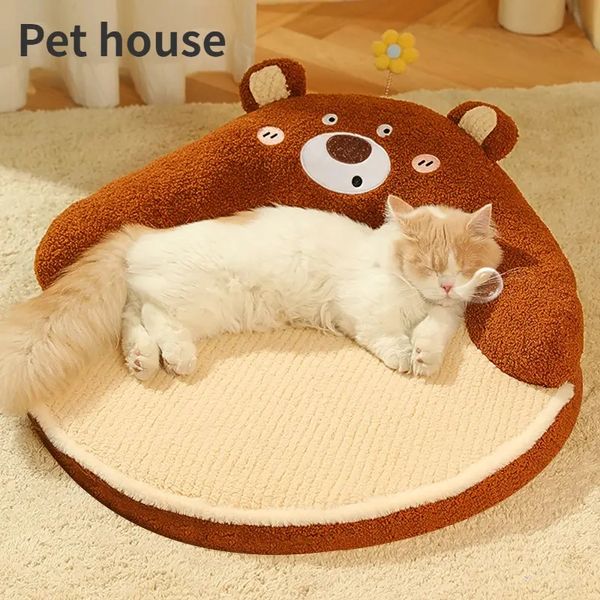 Cama de gato, removível, lavável e fofa, almofada de cama para animais de estimação com travesseiro para coelho, cachorro, gato, tapete de dormir macio e quente para gatos