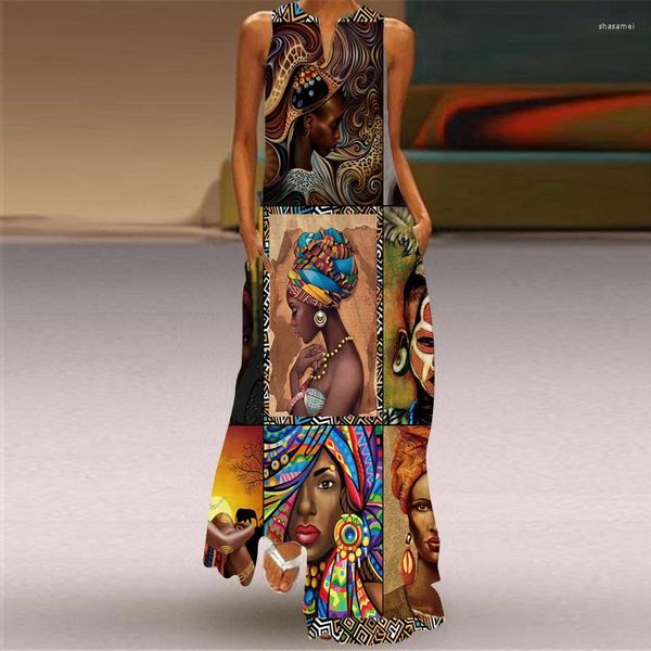 Casual Kleider Afrikanische Frauen Kleid Frauen Mode Party Abend Vintage Lange Robe Lose Vestidos Maxi