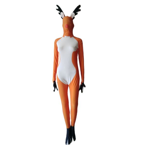 Cosplay de renas de natal Catsuit Costume Printing pattern Lycar spandex Body Full Zentai macacão