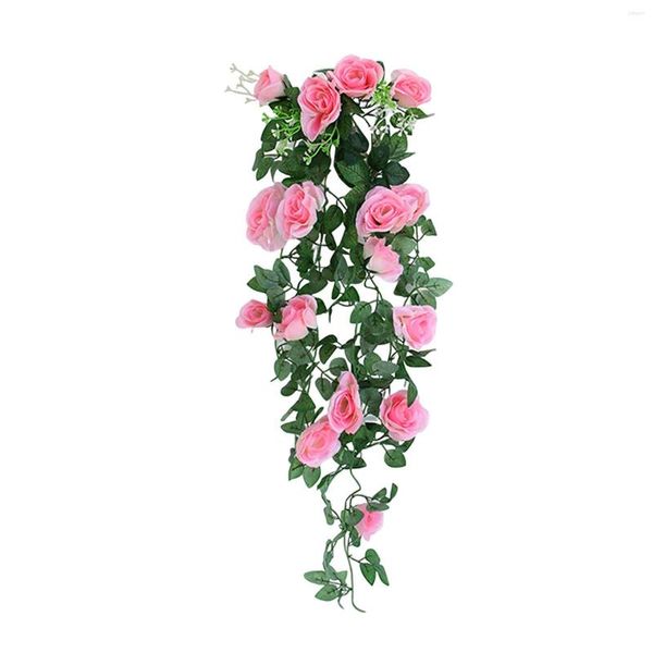 Flores decorativas penduradas rosas buquê de flores guirlanda glicínia orquídea parede artificial plana