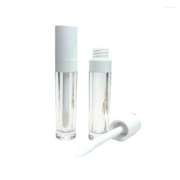 Aufbewahrungsflaschen 10 ml Leerer großer Pinsel Lipgloss Tube Kunststoff Weißer flüssiger Lippenstiftbehälter Runder Lipgloss mit