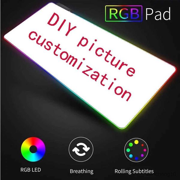 Mouse Pads Bilek Özel veya LED Illuminate Mouse Pad Company Fotoğraf Reklam Oyunları Büyük Boy Klavye Sevimli Fare Mat R230710