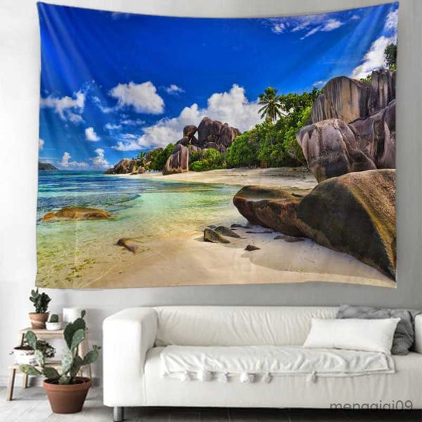 Arazzi Bella vista sul mare Rock Lake Water Wall Hanging Tapestry Wall Tapestry Wall Art Decoration R230710