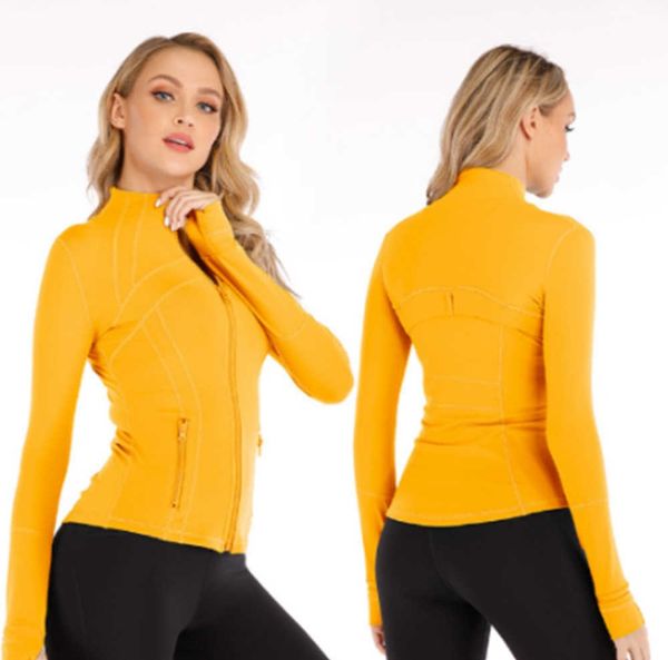 Fitness Frauen Sport Yoga Jacke Top Stehkragen Halber Reißverschluss Langarm Enges Hemd Gym Daumen Athtic Mantel Kleidung Großhandel Atmungsaktiv design933ess