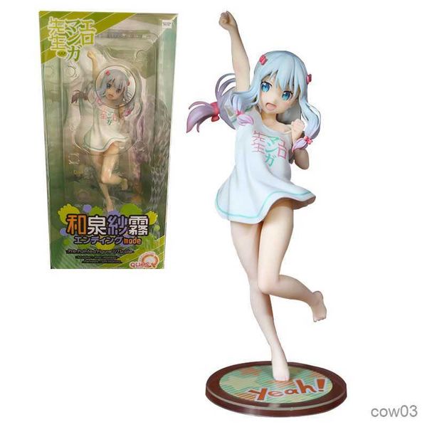 Action Toy Figure 12CM Anime Sexy Cute Figure Anime Izumi Sagiri Manga Teacher White Pink Short Jump Pose Cute Model Dolls Toy Gift BoxCollect R230710