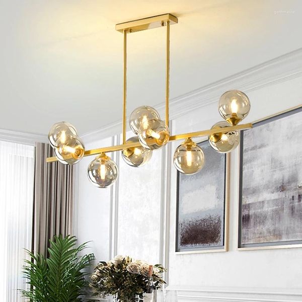 Люстры ресторан светодиодная люстра Light Bar Creative Post-Modern Simple Brass Pendan Lamp