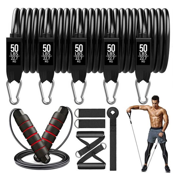 Fasce di resistenza 250LBS Fasce di resistenza Set Fasce per esercizi Allenamento Terapia fisica Allenamenti Attrezzature per il fitness per la casa Bodybuilding Palestra Peso HKD230710