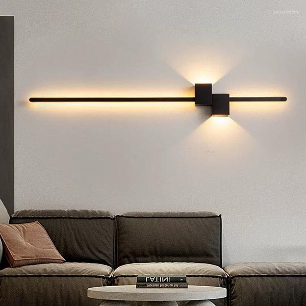 Luminária de parede moderna minimalista LED interior preto branco decorativo iluminação do quarto