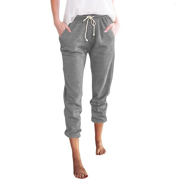 Pantaloni da donna Donna Casual Solido aderente a vita alta Leggings con lacci Plus Size S-3XL Summer Fashion Jogger