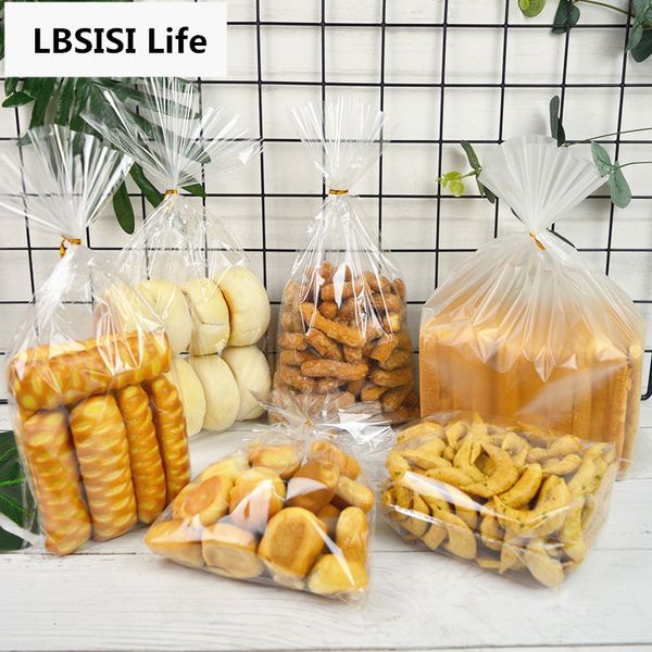 Sacos de embalagem LBSISI Life 100pcs Sacos de plástico Saco transparente para pão torrado Macio Gelo Embalagem de alimentos Assar festa de Natal 230710