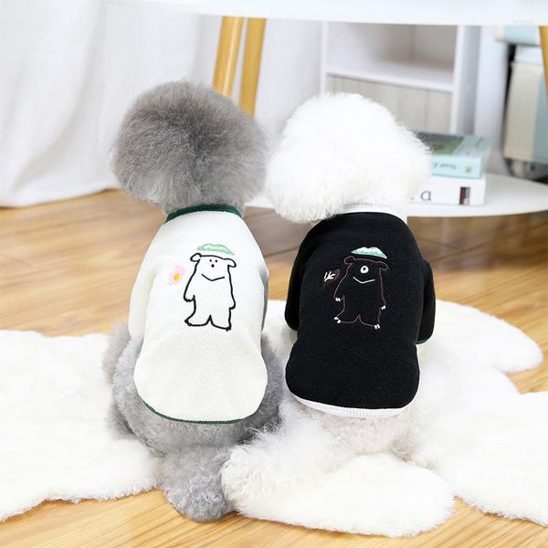 Hundebekleidung Fleece weiß schwarz Kleidung Herbst Winter warme Hoodies Shirt für kleine mittelgroße Pomeranian Welpen Katze Sweatshirt Pullover