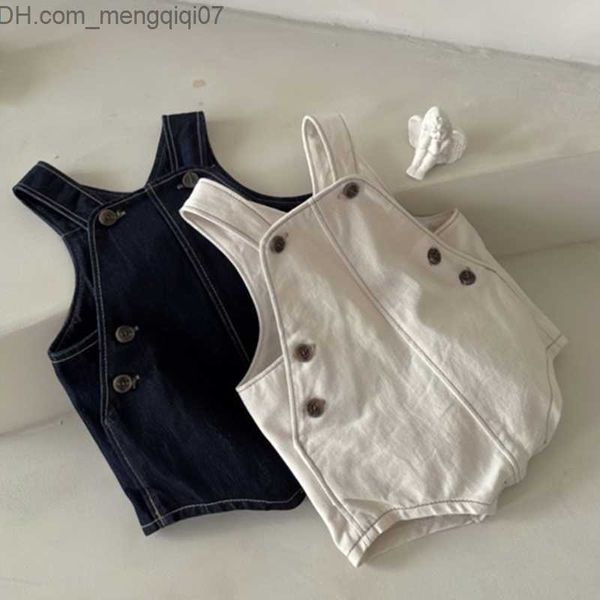 Pagliaccetti 0-24M bambina jeans Indumento attillato adatto per tuta senza maniche in cotone neonato Z230711