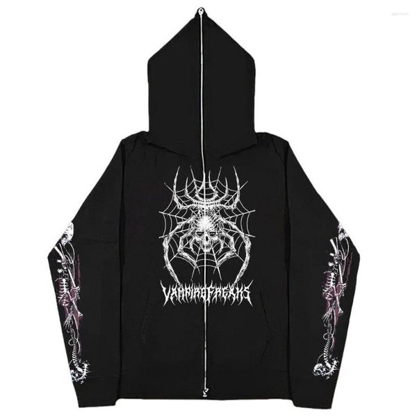 Erkek ceketler y2k gotik hip hop sokak kıyafeti kafatası baskılı anime erkek kadınlar hoody ceket zip hırka çift hoodies sweatshirt