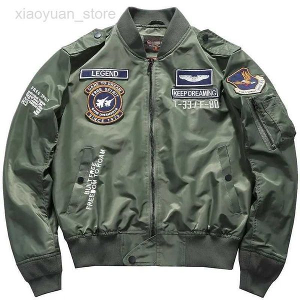 Jaqueta masculina Spring Air Force MA1 Pilot Jacket Masculina coreana bordada Baseball Jersey Primavera e outono Casaco militar grande Marca de moda HKD230710