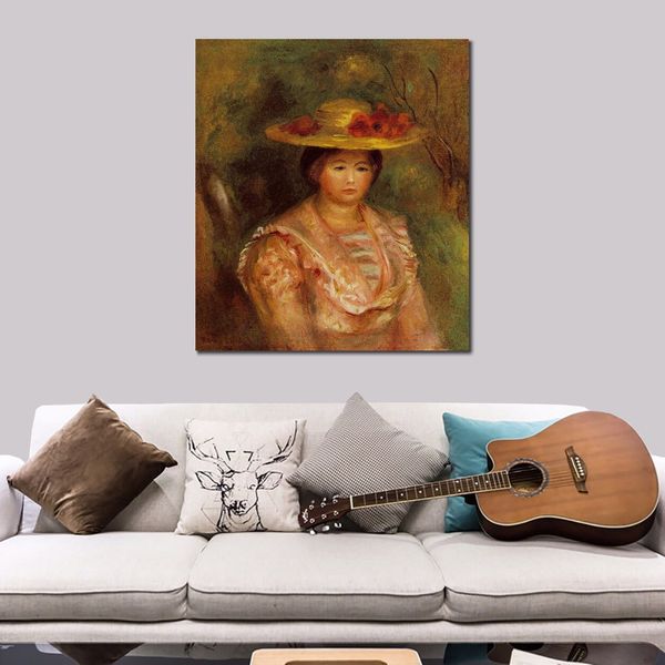 Pintura a óleo artesanal de Pierre Auguste Renoir busto de mulher (gabrielle) arte em tela moderna paisagem moderna decoração de sala de estar