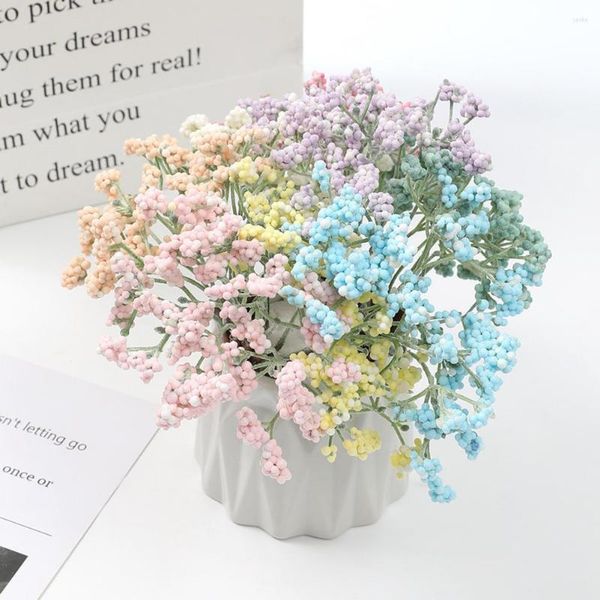 Fiori decorativi in plastica 1 bouquet unico Gypsophila dai colori vivaci e dal tocco reale per regalo