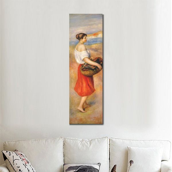 Женский холст -девчонка с корзиной рыбы Пьера Огюст Ренуар картины романтической современной спальни ручной работы