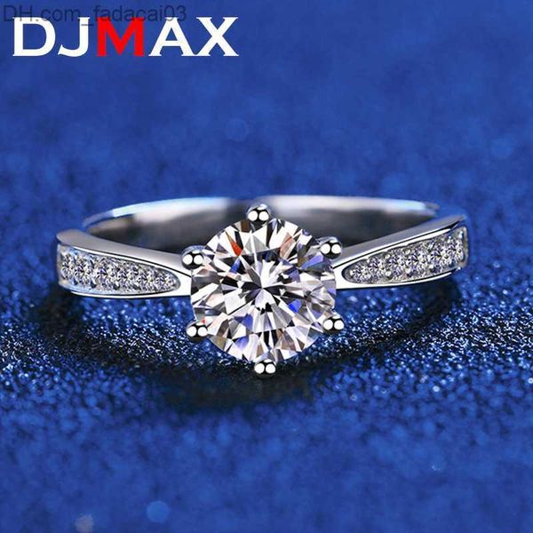 Обручальные кольца DJMAX Real 3 Carat Moissanite Женское обручальное кольцо стерлингового серебряного серебра блестящего бриллиантового обручанного кольца Z230711