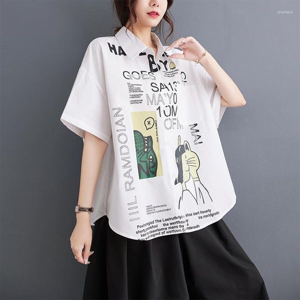 Frauen Blusen 2023 Ankunft Korea Stil Cartoon Print Süße Mädchen Chic Sommer Bluse Shirts Street Fashion Frauen Casual Tops