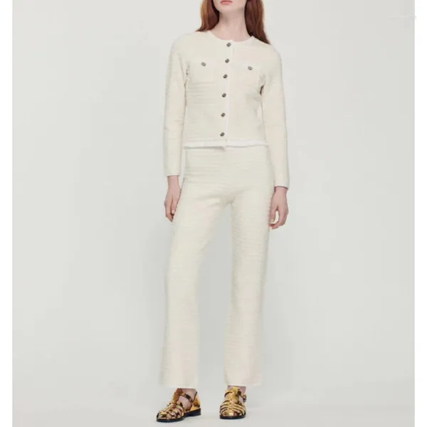 Damen Zweiteilige Hose EOS 2023 Vorfrühling Licht Reife Wind Tweed Strickjacke Jacke Set Marke M Angenehm zu tragen