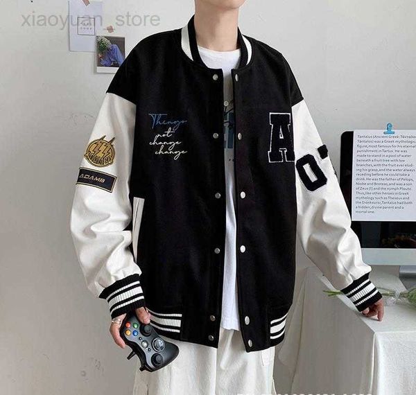 Jaquetas masculinas American Tweed Baseball Uniform Jaquetas masculinas Fashion School Varsity Bomber Jaqueta corta-vento Feminina Grande Hip Hop Solta A HKD230710