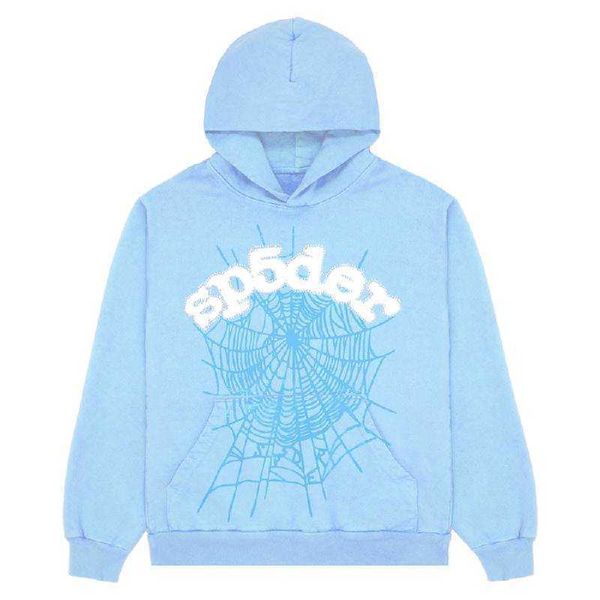 Erkek Hoodies Sweatshirts Star'ın Aynı Spder Web Hoodie Sky Mavi Bebek Mavi Pantolon Takım