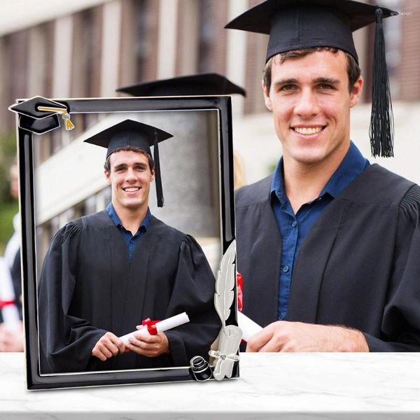 Molduras de formatura Classe de 2023 pretas 4x6 Po mesa de exibição de parede presentes para ele e para ela