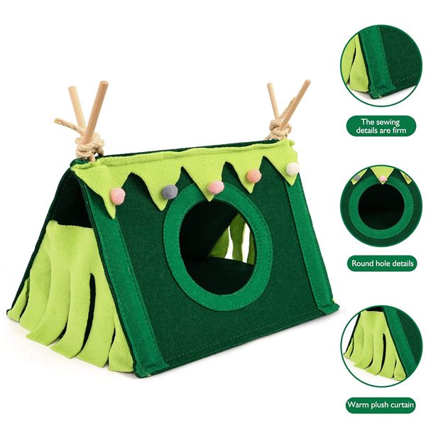 Pequenos Suprimentos para Animais Fofos Portáteis Hamster Tendas Verdes Esconderijo de Animais Chinchila Coelho Tenda Casa Tamanho Grande Ninhos de Cobaias 28 19 5 17cm 230710