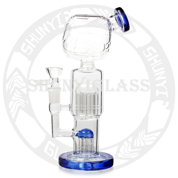 12 Zoll gemischte Farbe Recycler Glas DAB Rig Shisha Shisha Rauchen für Tabak Bong Wasserpfeife Doppelarm Baum Perc