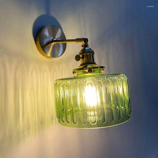 Lâmpadas de parede decorativa nórdica abajur de vidro giratório moderno bronze cabeceira led espelho luminária para corredor interno quarto