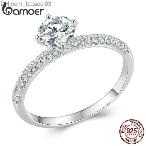 Обручальные кольца Bamoer 075ct D Color VVS1 EX LOLTEN SILE RING, подходящее для свадебной свадьбы женщин 925 Серебряное кольцо стерлингового кольца MSR008 Z230711