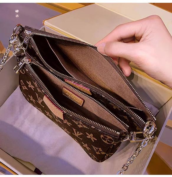 Çok Pochette Designer Cüzdan Çantası Kadın Omuz Çantaları Tasarımcıları Crossbody Hesger Çantası Çiçekler Mektuplar Zincir Çanta 3 Parça SE256F