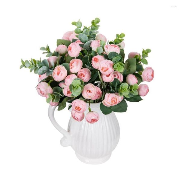 Dekoratif Çiçekler 30 cm 15 başlıklar Sonbahar Sahte İpek Çay Gülleri Buket Noel Dekor Çelenk Vazo Ev Düğün Diya Scrapbooking Yapay