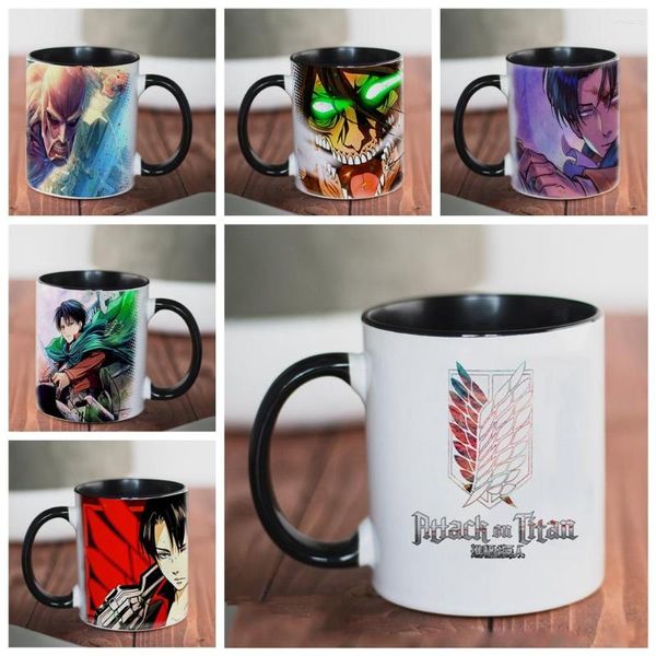 Kupalar Titan Kupa Saldırısı 11oz 11oz Yaratıcı Seramik Karikatür Anime Kahve Çay Bardağı Erkek Arkadaşlar Kocası Doğum Günü Hediyesi