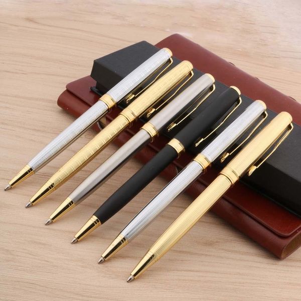 Ballpoint Pens Luxury Quality Brand 1pc Chouxiongluwei Silver Golden Color Metal Gired Ballpoint Pen Stationery Офис.