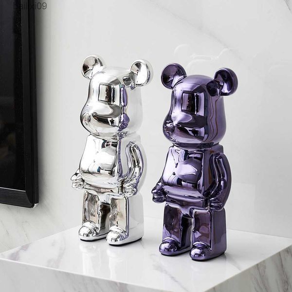 Dekorative Objekte Nordic Home Kreative Galvanisierung Keramik Bär Skulptur Figuren für Innenbeleuchtung Luxus Wohnzimmer Dekoration T230710