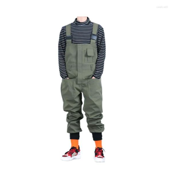 Tuta da jogging cargo da tasca per jeans da uomo Tuta ampia in vita elasticizzata hip-hop verde militare nero