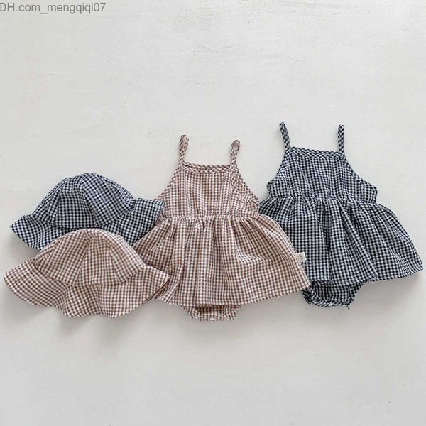 Macacão bebê recém-nascido meninas roupas de verão sem mangas lisos roupas justas algodão bebê meninas macacão com capuz Z230710