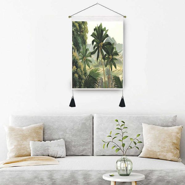 Tapeçarias Floresta Natural Paisagem Fase Tapeçaria Cena Casa Arte Decorativa Tropical Planta Verde Bohe Cobertor